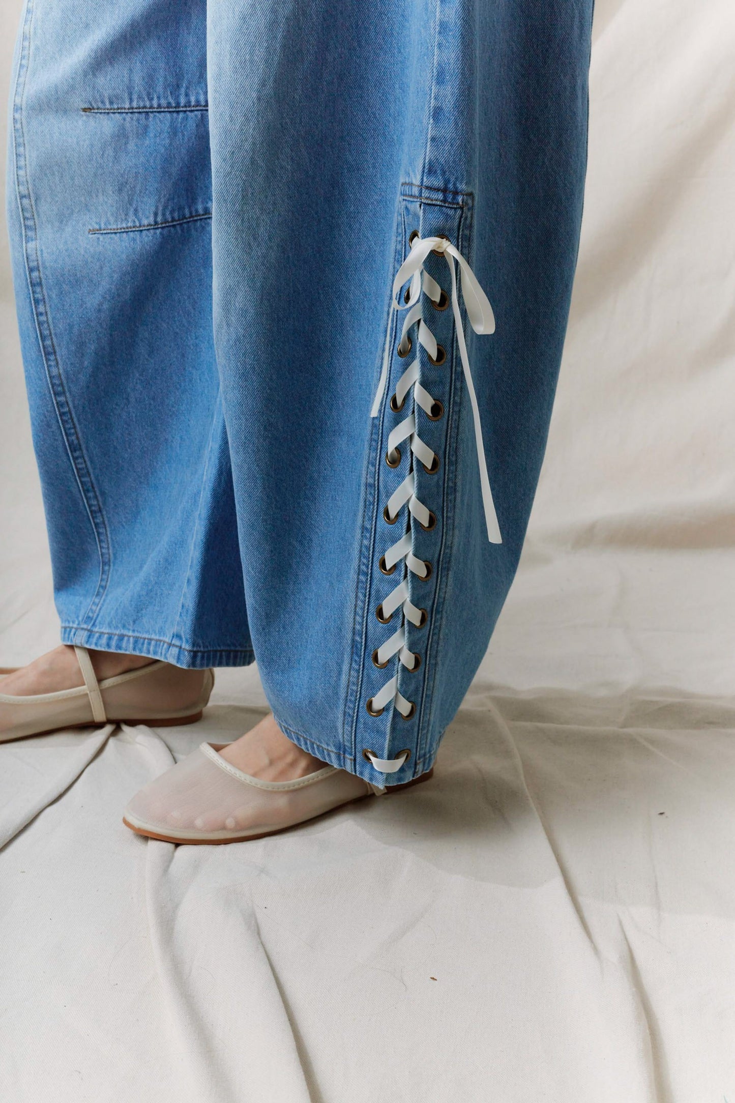 Lace-up Denim Jeans