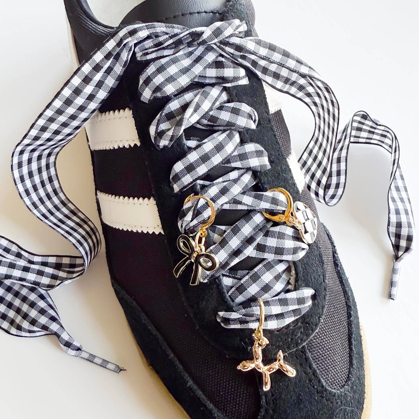 Gingham Shoe Charms and Lace Sets Sneaker Charm Sets