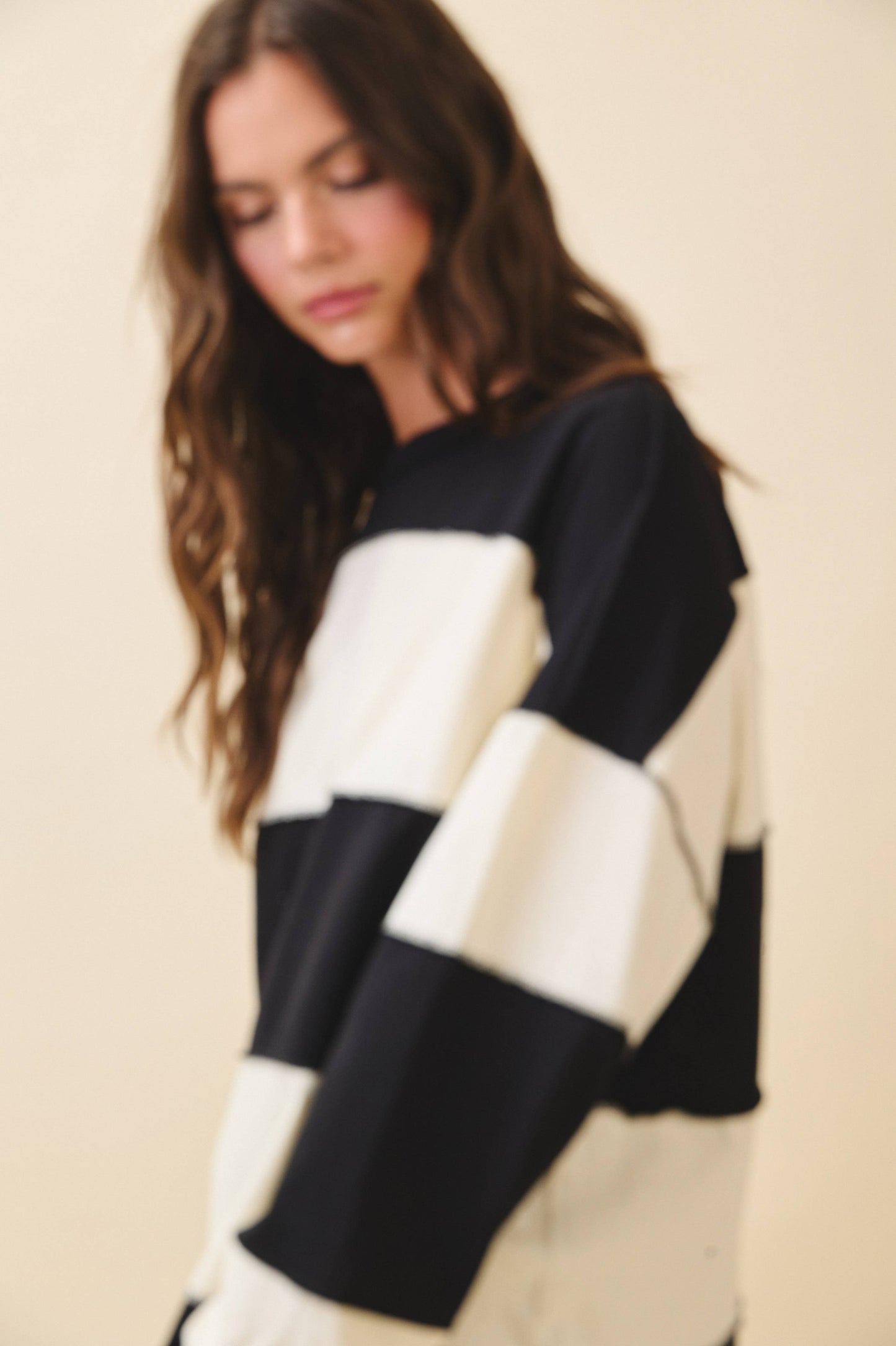Striped Long Sleeve Slouchy Top