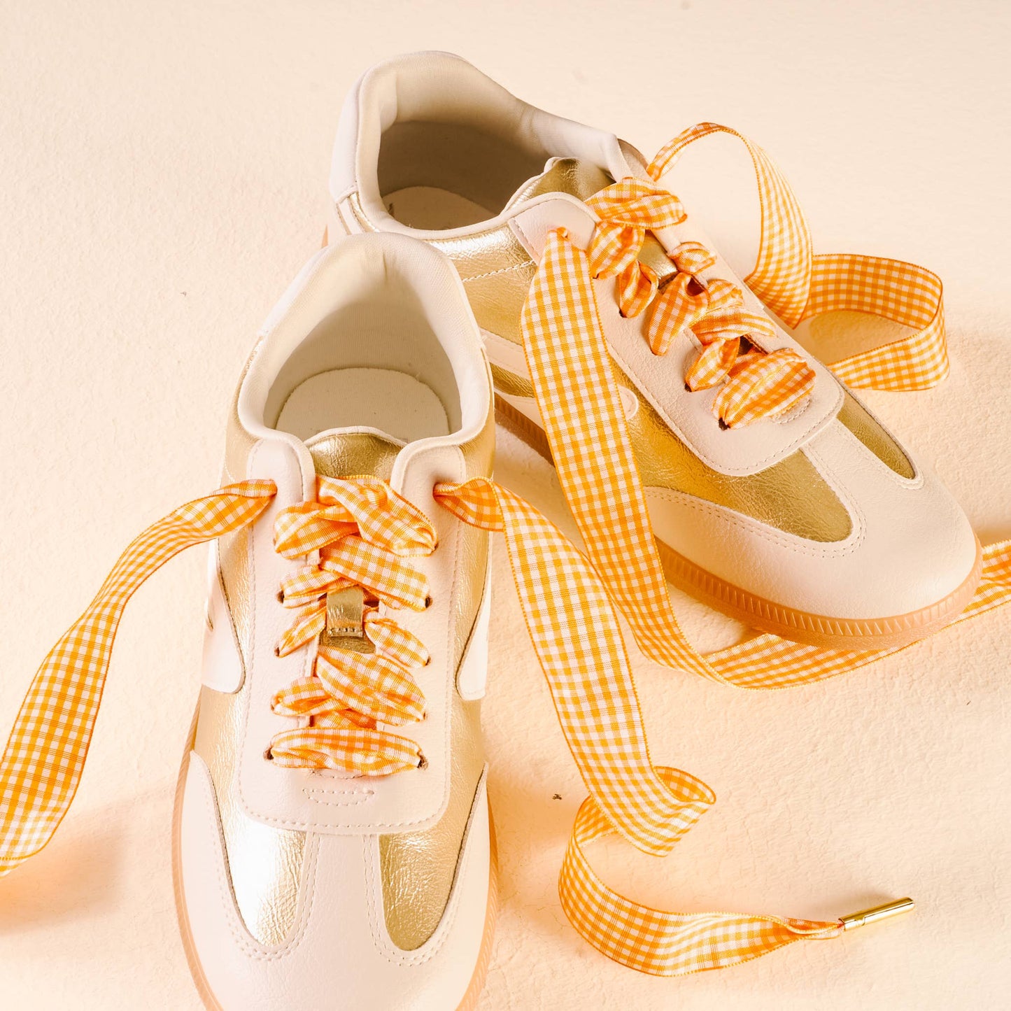 Step It Up Shoelaces-Gingham Orange
