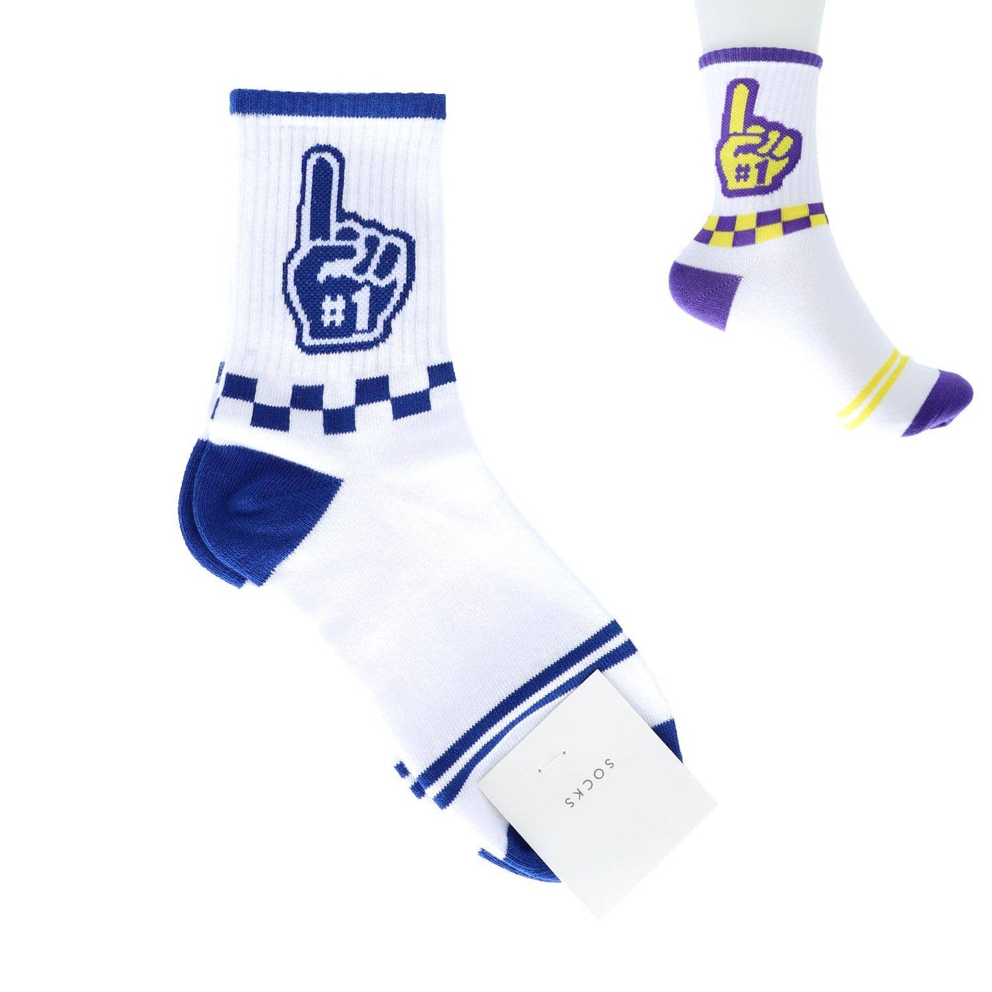 Foam Hand Graphic Cotton Knit Women's Crew Socks