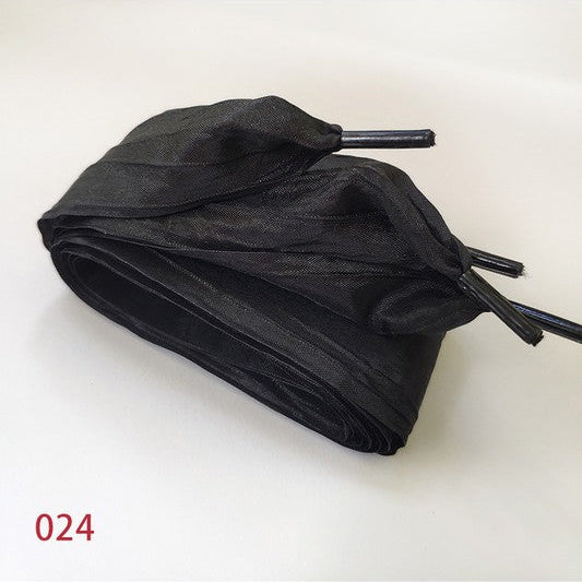 Wide Bow Ribbon Ruched Gauze Satin Shoelaces