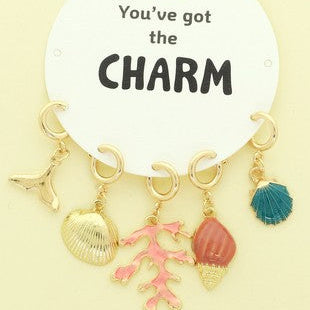 5pc Sea Life Theme Assorted Charm Set