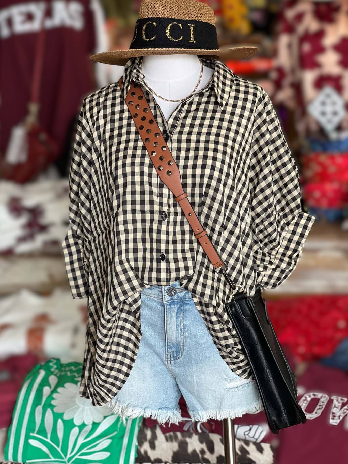 Classic Plaid Check Button Up Blouse Top
