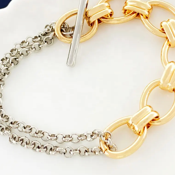 Two Tone link and Lock Bracelet