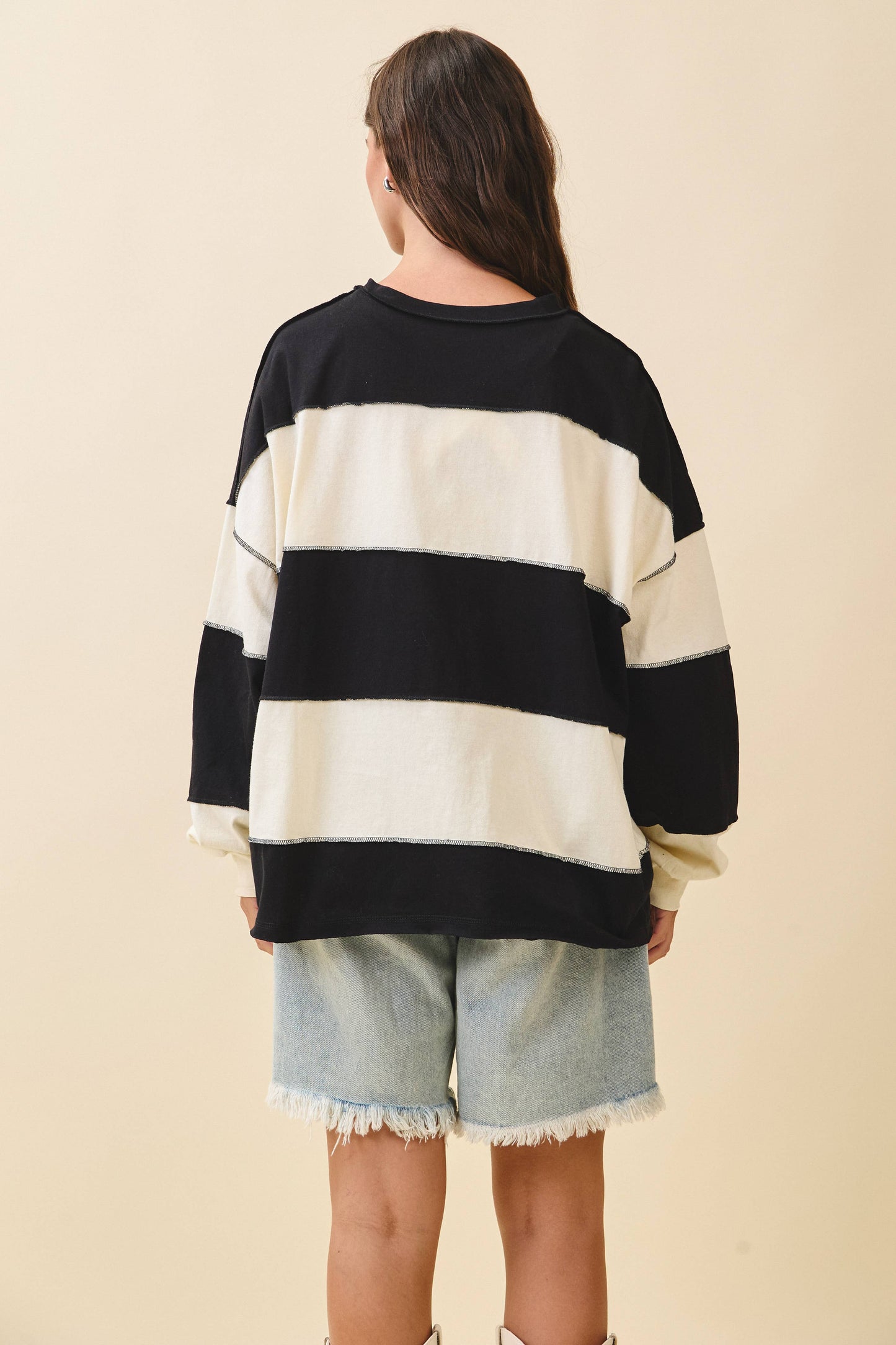 Striped Long Sleeve Slouchy Top