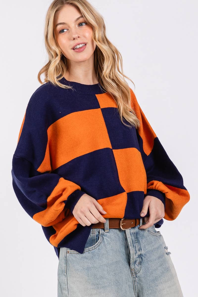 GAME DAY CHECKERED SWEATER