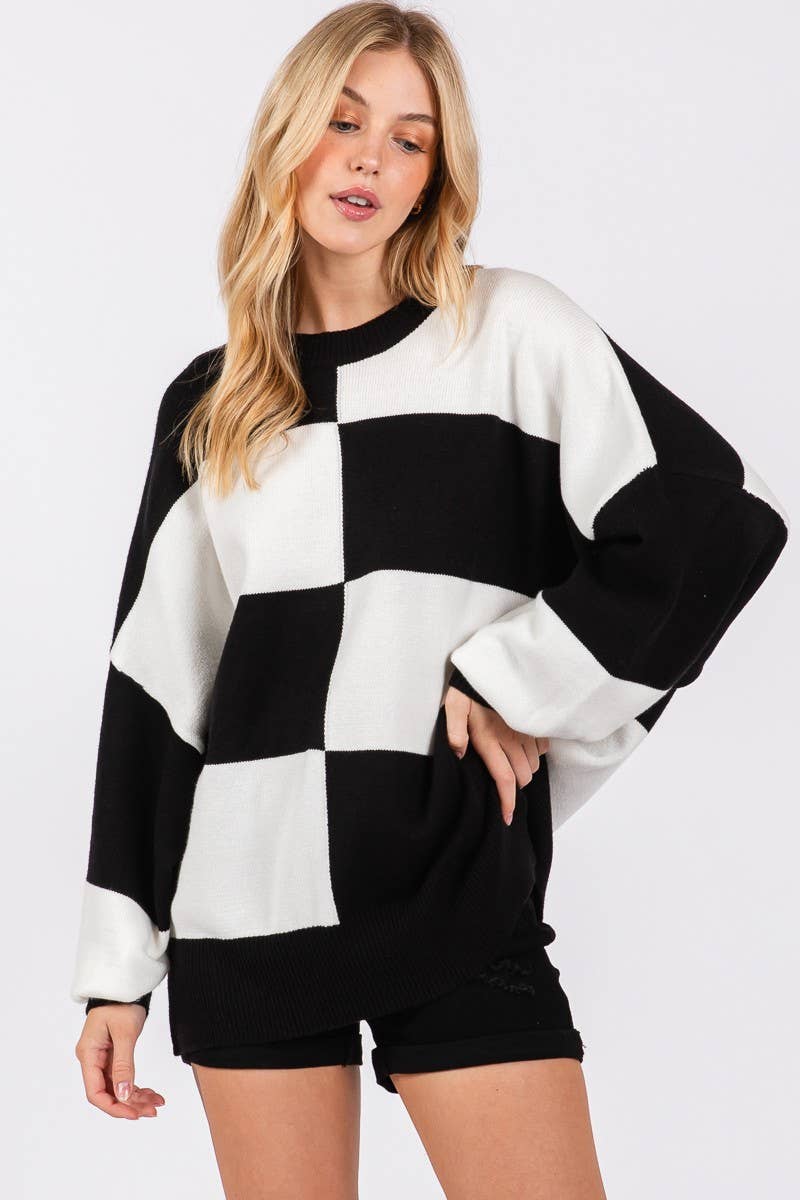 GAME DAY CHECKERED SWEATER