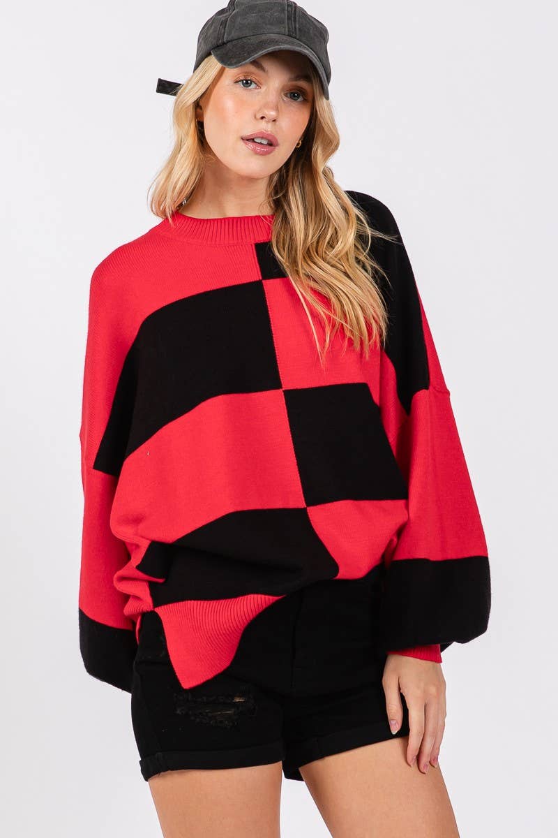 GAME DAY CHECKERED SWEATER