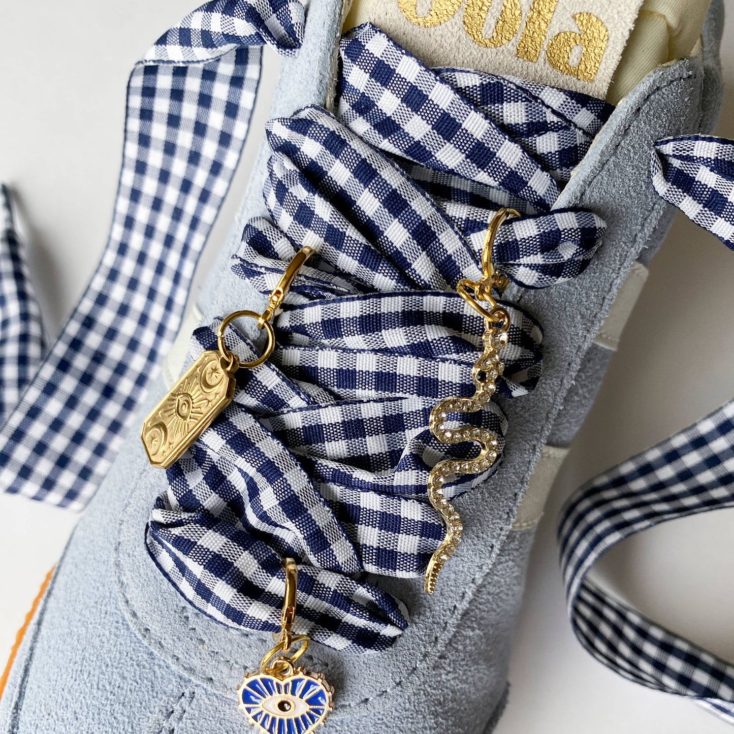 Gingham Shoe Charms and Lace Sets  Sneaker Charm Sets