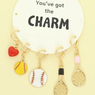 5pc Sports Theme Assorted Charm Set