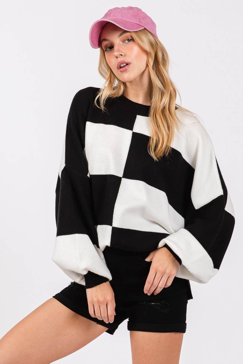 GAME DAY CHECKERED SWEATER