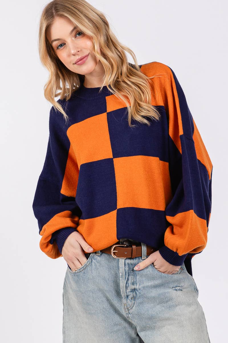 GAME DAY CHECKERED SWEATER