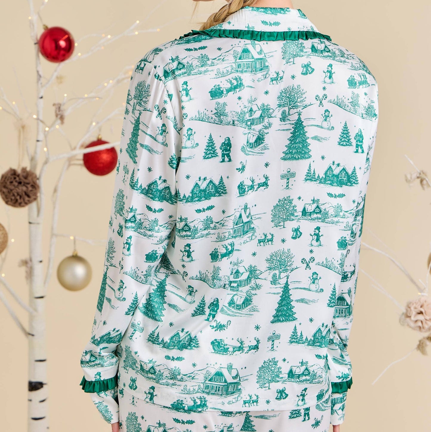 Christmas Toile Printed Pajama Set