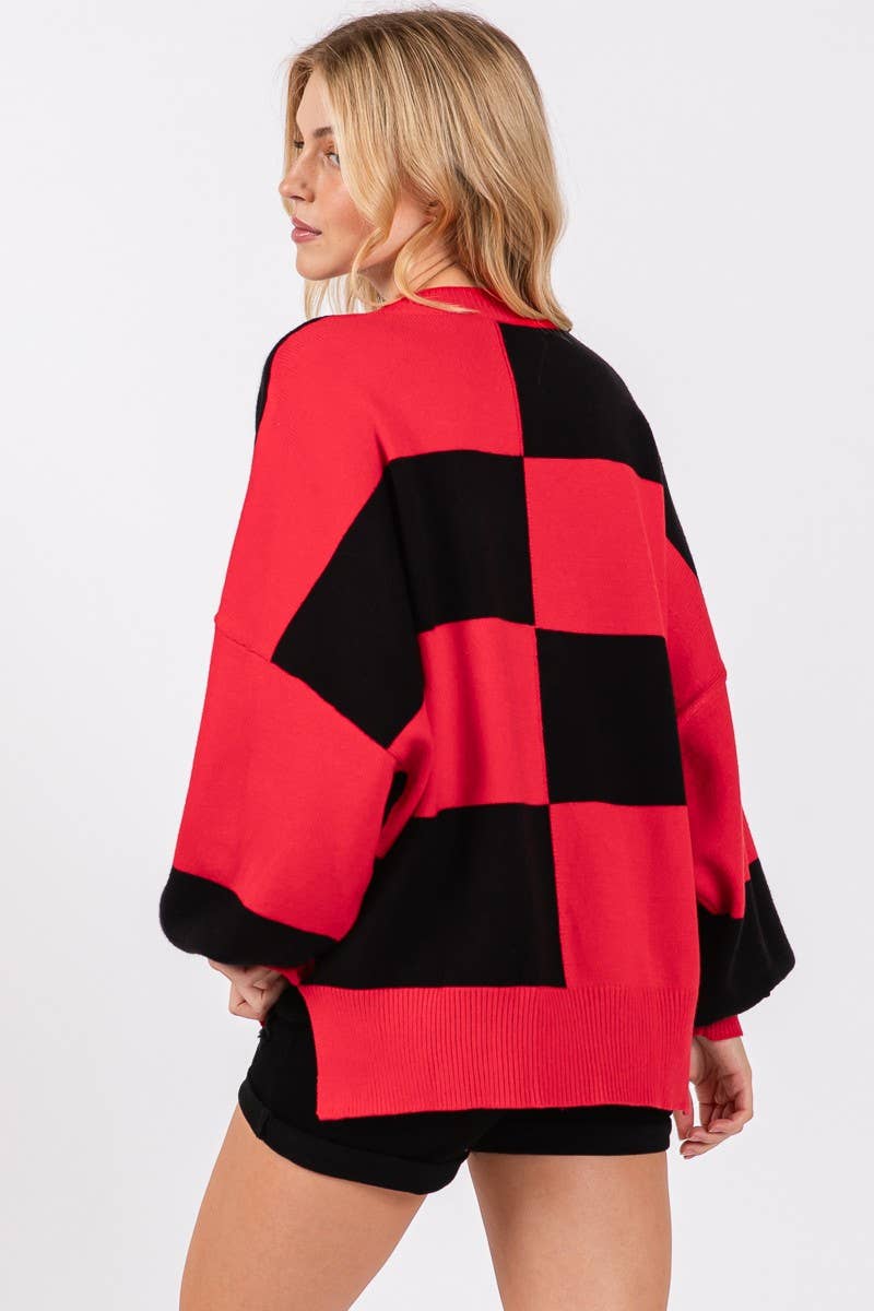 GAME DAY CHECKERED SWEATER