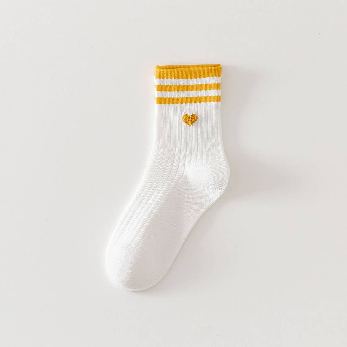 College Style Heart, Two Stripes Crew Socks