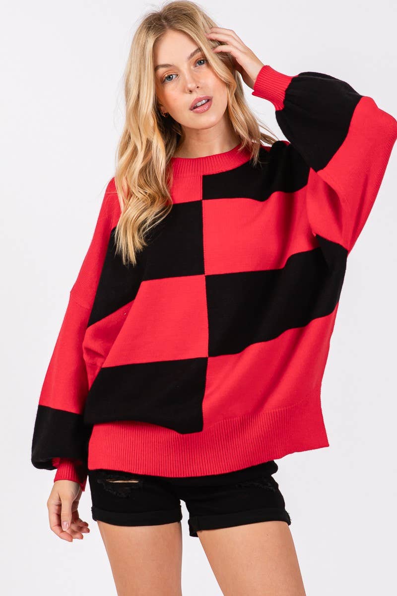 GAME DAY CHECKERED SWEATER