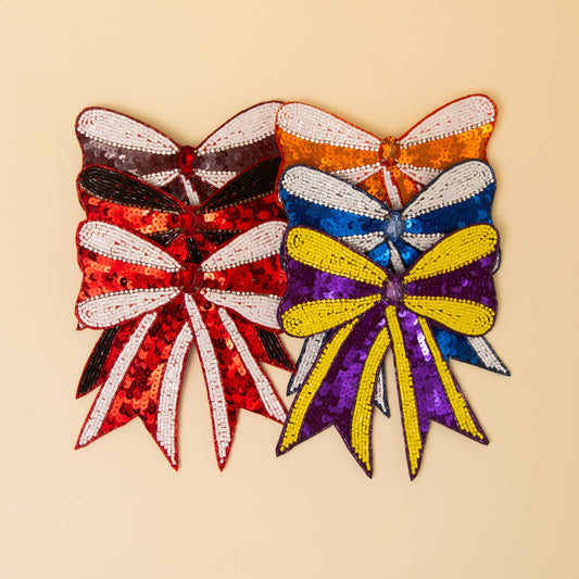 Sequins Bow Striped Ribbon Hair Clip