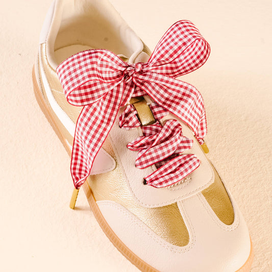 Step It Up Shoelaces-Gingham Red