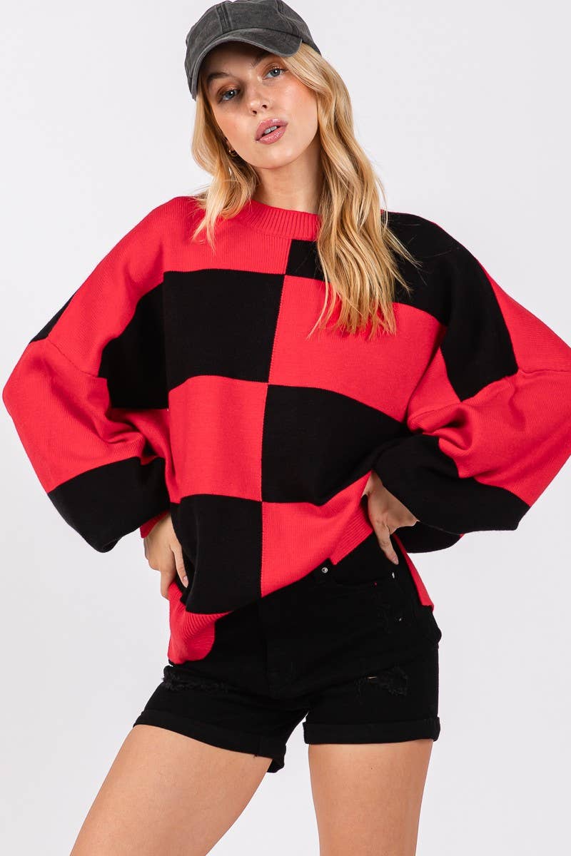 GAME DAY CHECKERED SWEATER