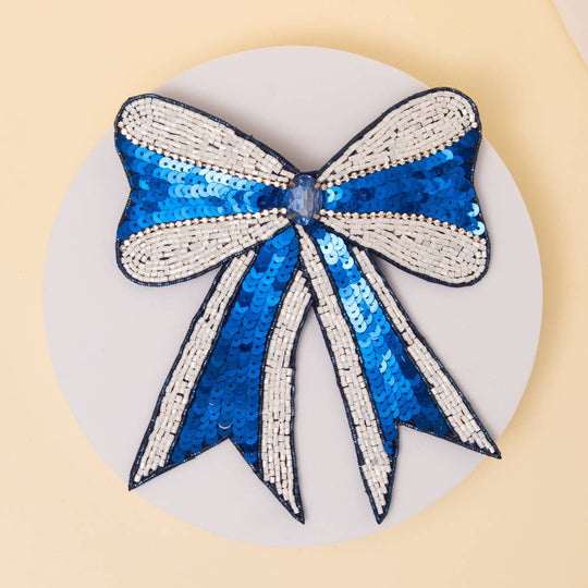 Sequins Bow Striped Ribbon Hair Clip