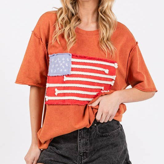 American Flag Mineral Wash Top