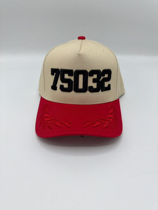 75032 Puff Hat - Cream/Red Leaf