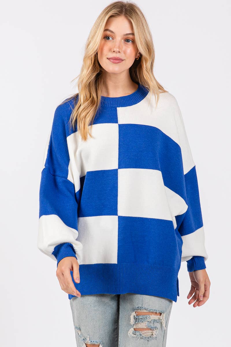 GAME DAY CHECKERED SWEATER