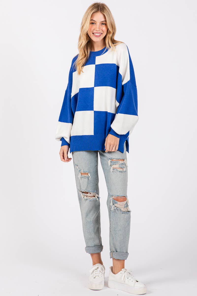 GAME DAY CHECKERED SWEATER