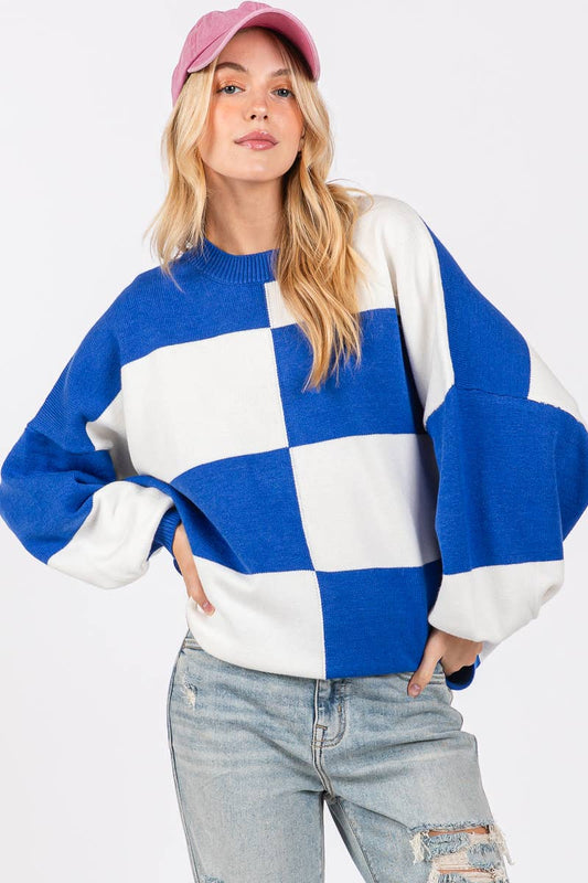 GAME DAY CHECKERED SWEATER