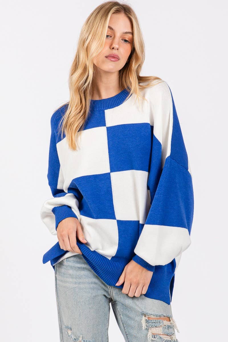 GAME DAY CHECKERED SWEATER
