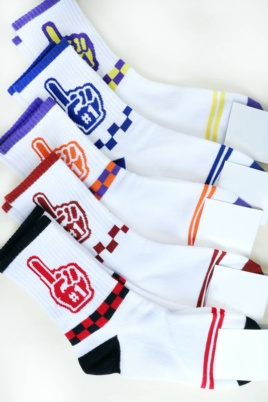 Foam Hand Graphic Cotton Knit Women's Crew Socks