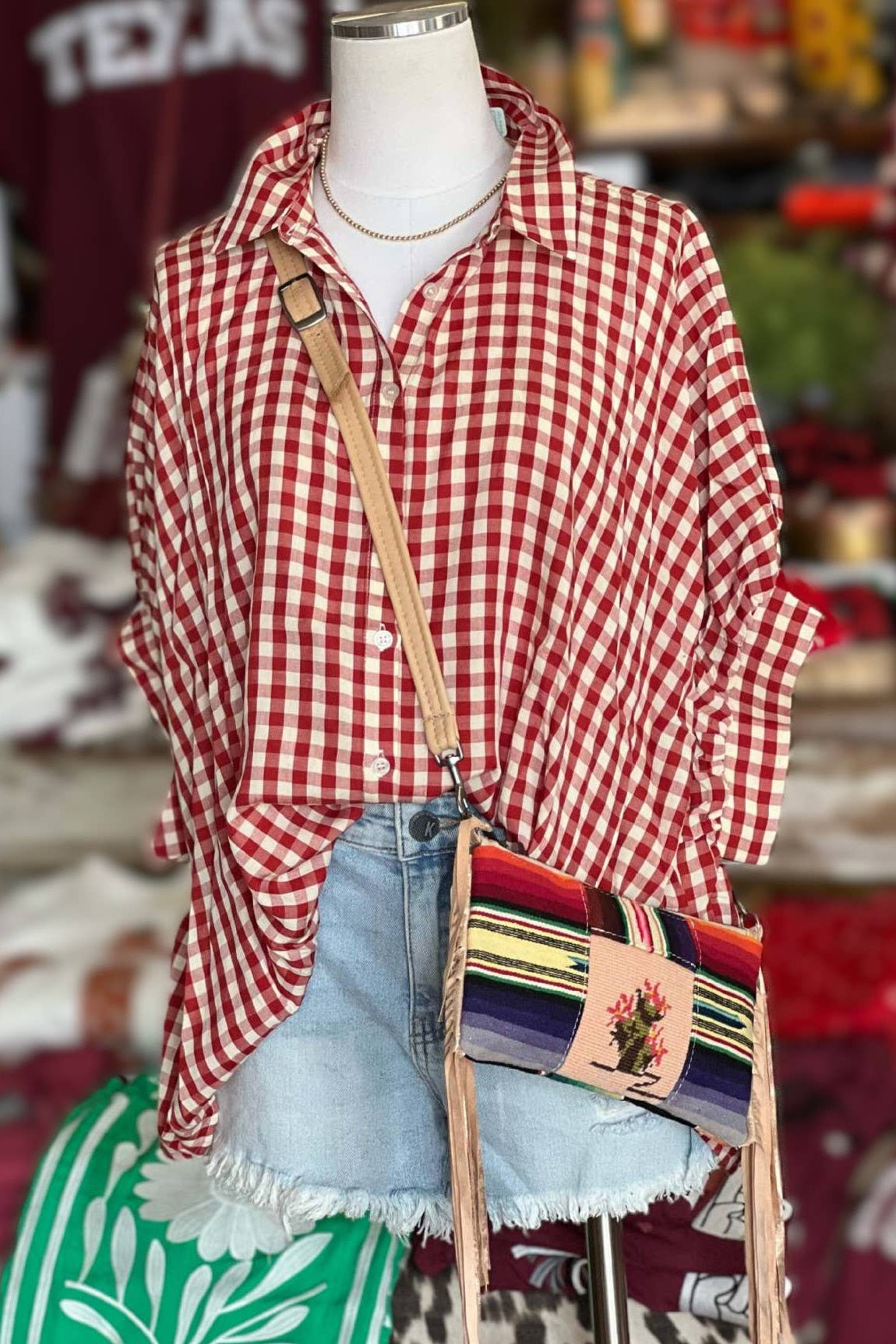 Classic Plaid Check Button Up Blouse Top