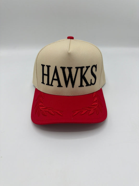 Big Hawks Puff Hat - Cream/Red Leaf