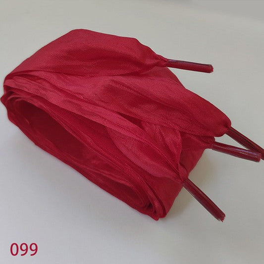 Wide Bow Ribbon Ruched Gauze Satin Shoelaces