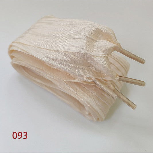 Wide Bow Ribbon Ruched Gauze Satin Shoelaces