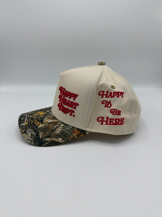 Happy Heart Dept. Cream/Camo Hat