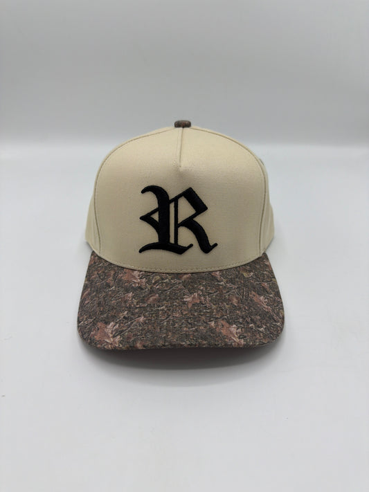 Old English R Puff Hat - Cream/Camo