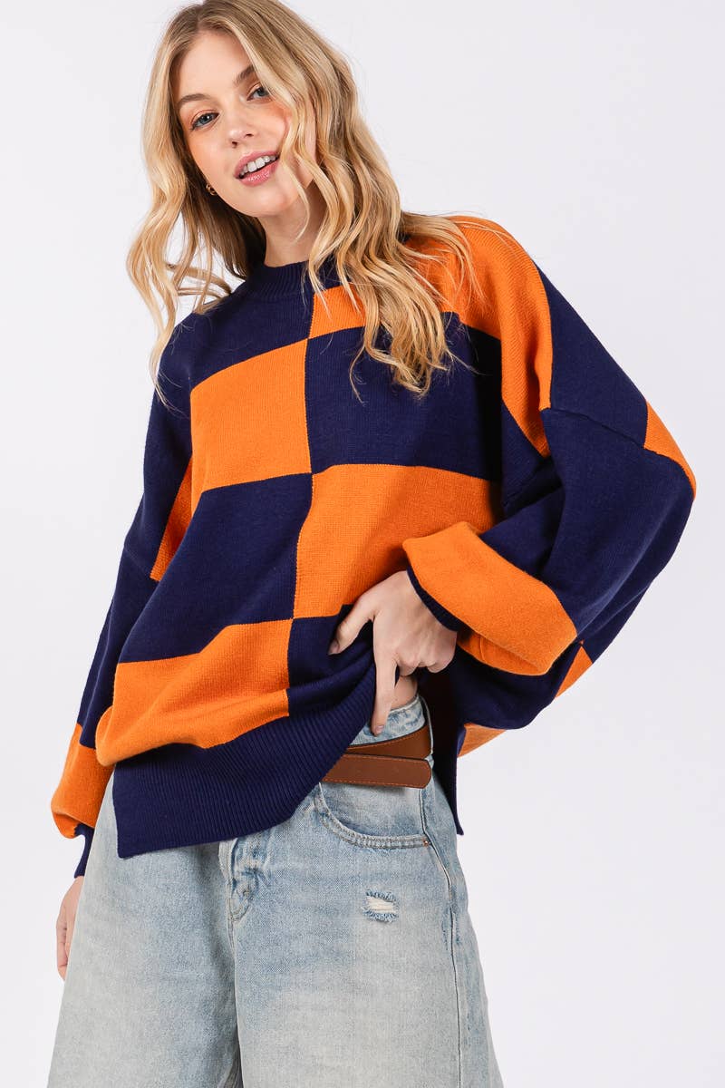 GAME DAY CHECKERED SWEATER