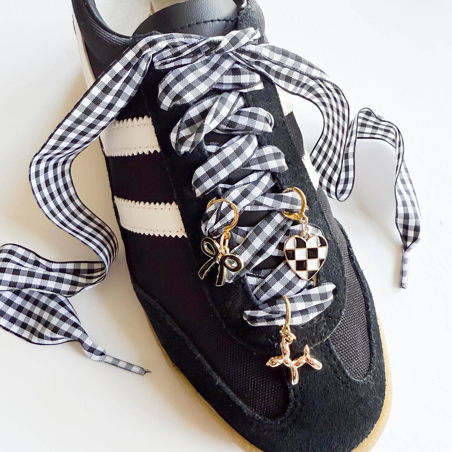Gingham Shoe Charms and Lace Sets  Sneaker Charm Sets