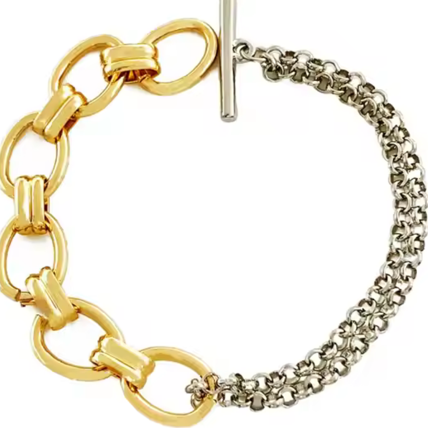 Two Tone link and Lock Bracelet