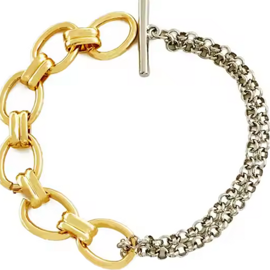 Two Tone link and Lock Bracelet