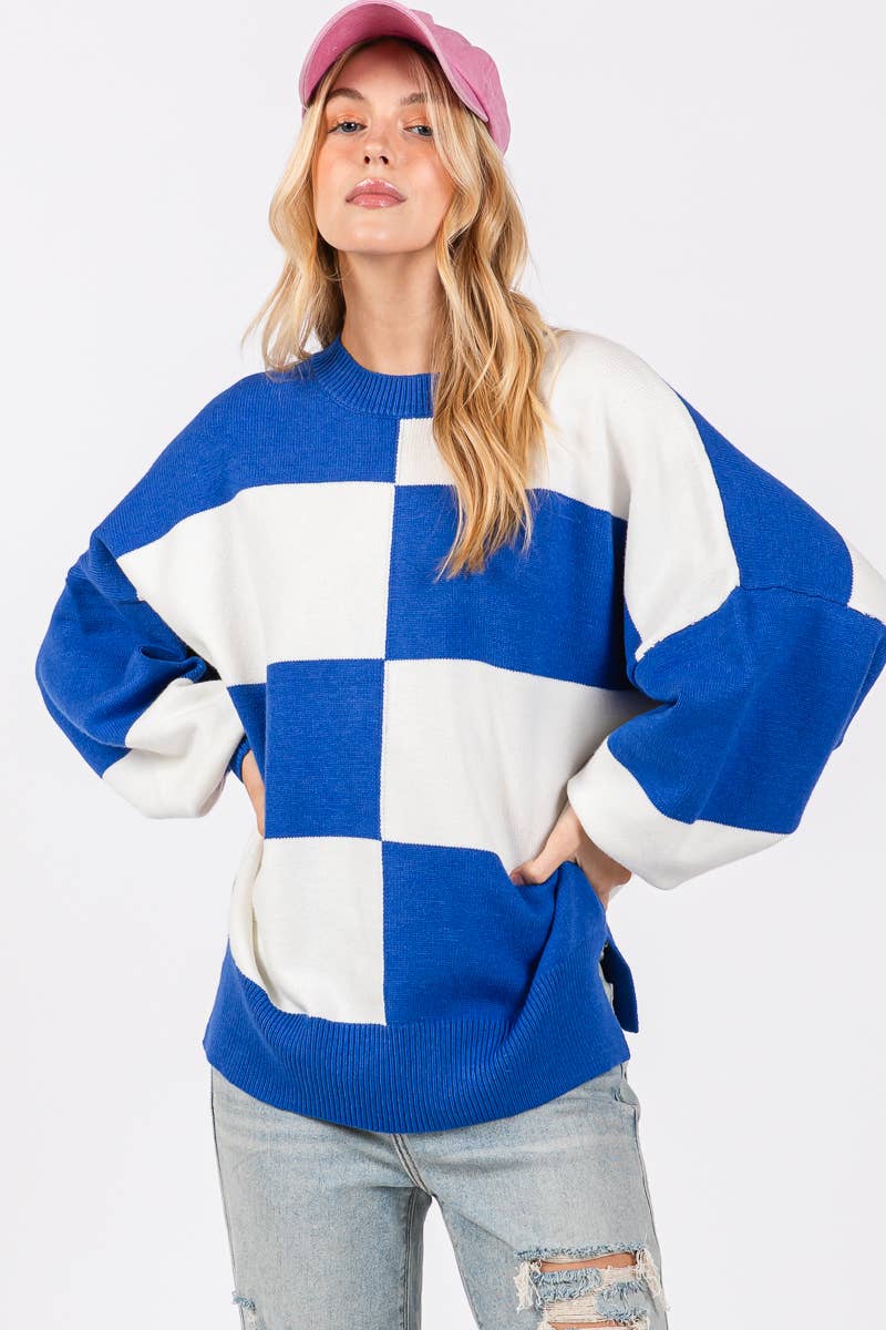 GAME DAY CHECKERED SWEATER