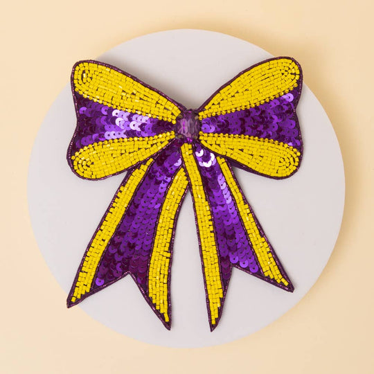 Sequins Bow Striped Ribbon Hair Clip