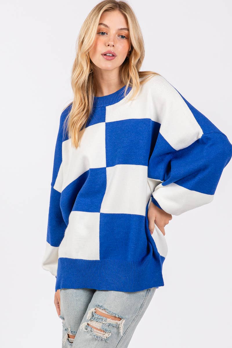 GAME DAY CHECKERED SWEATER
