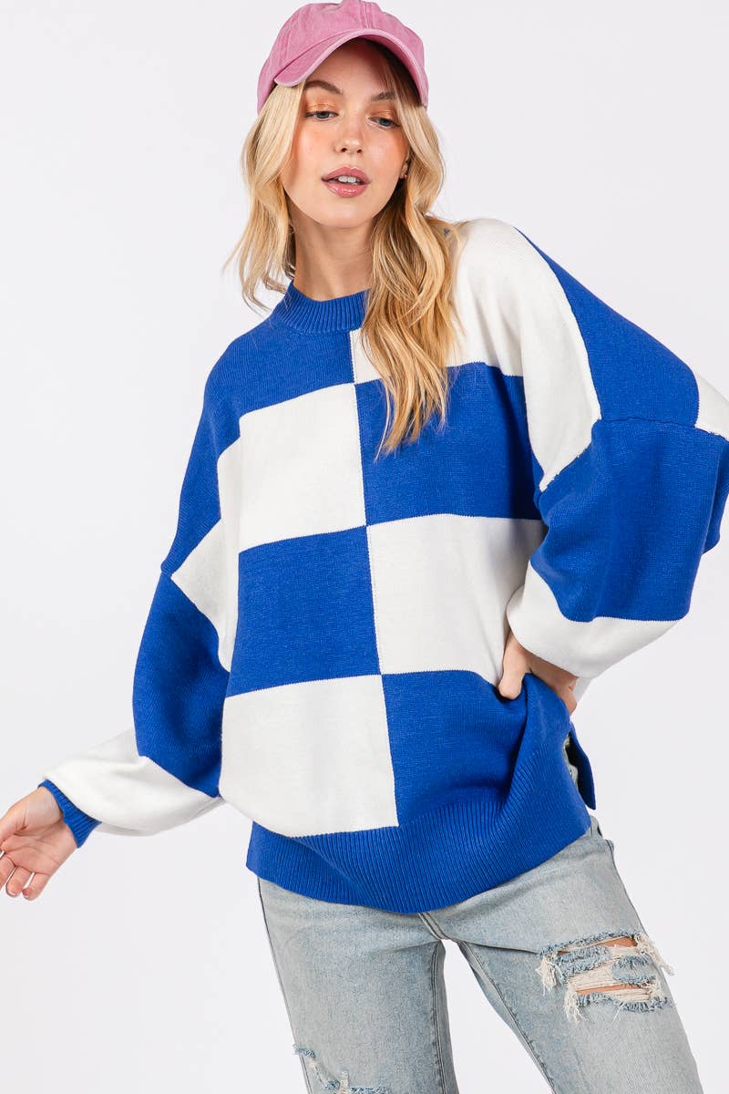 GAME DAY CHECKERED SWEATER