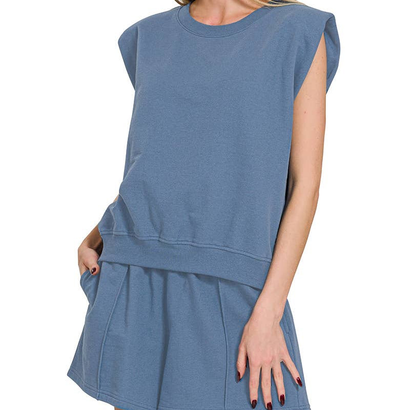 French Terry Sleeveless Top & Shorts Set