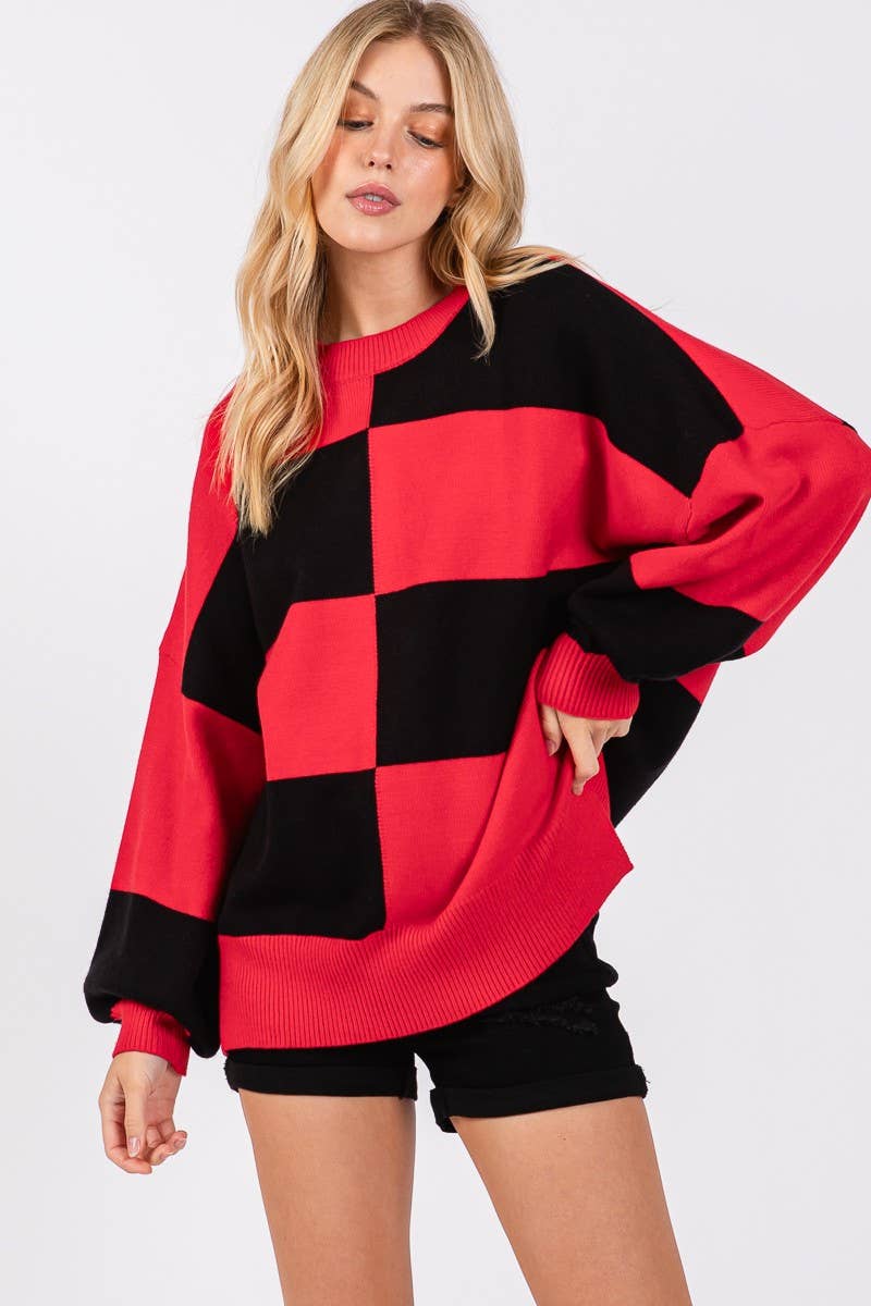 GAME DAY CHECKERED SWEATER