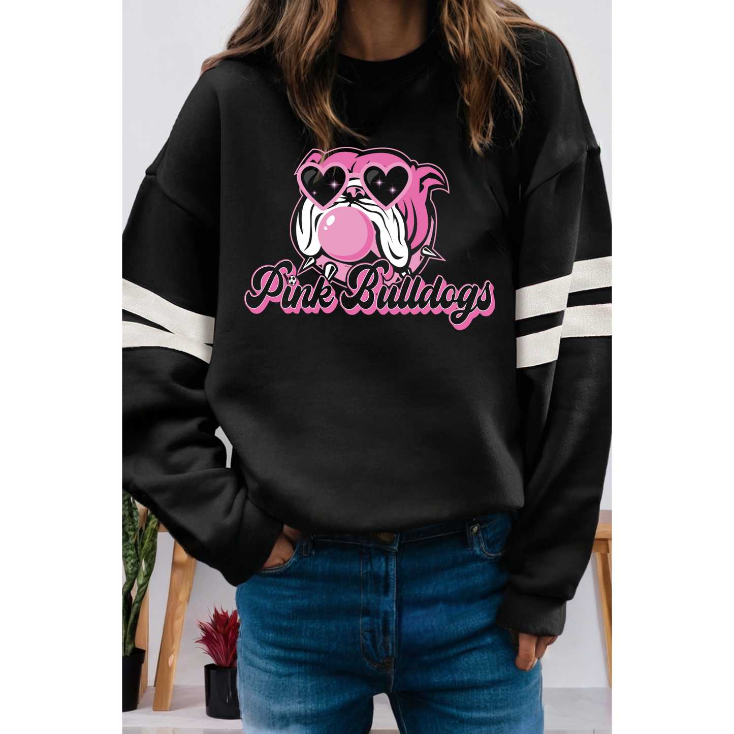 Pink Bulldogs Varsity Crewneck