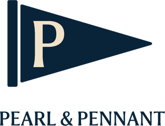 Pearl and Pennant logo, a navy pennant flag with a cream P above the Pearl and Pennant wordmark